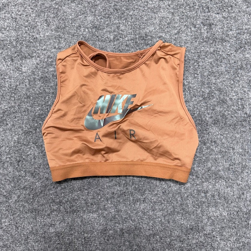 Nike Sports Bra Womens Size S Orange Air High Neck Racerback Mesh Athletic Top